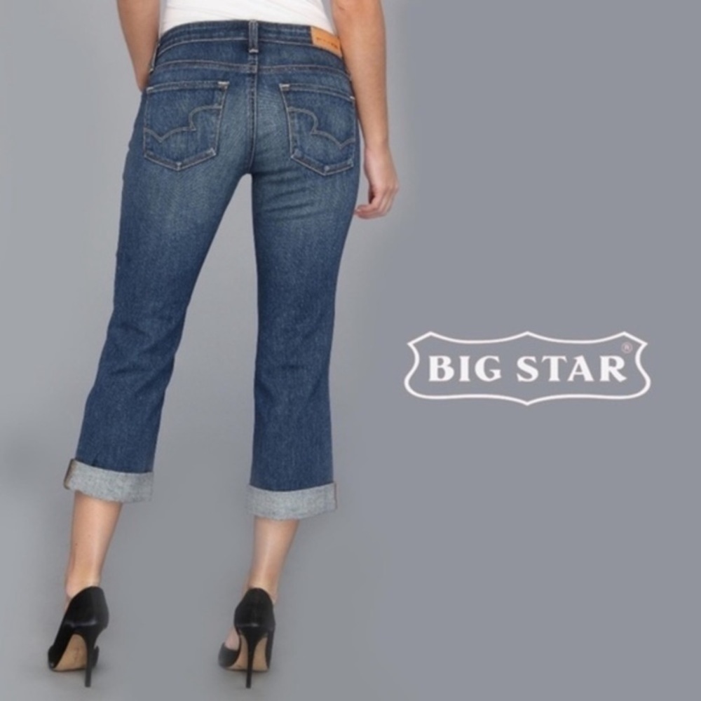 Big Star Rikki Jeans Womens Size 32 Low Rise Ankle  Crop Buckle Western Cowgirl